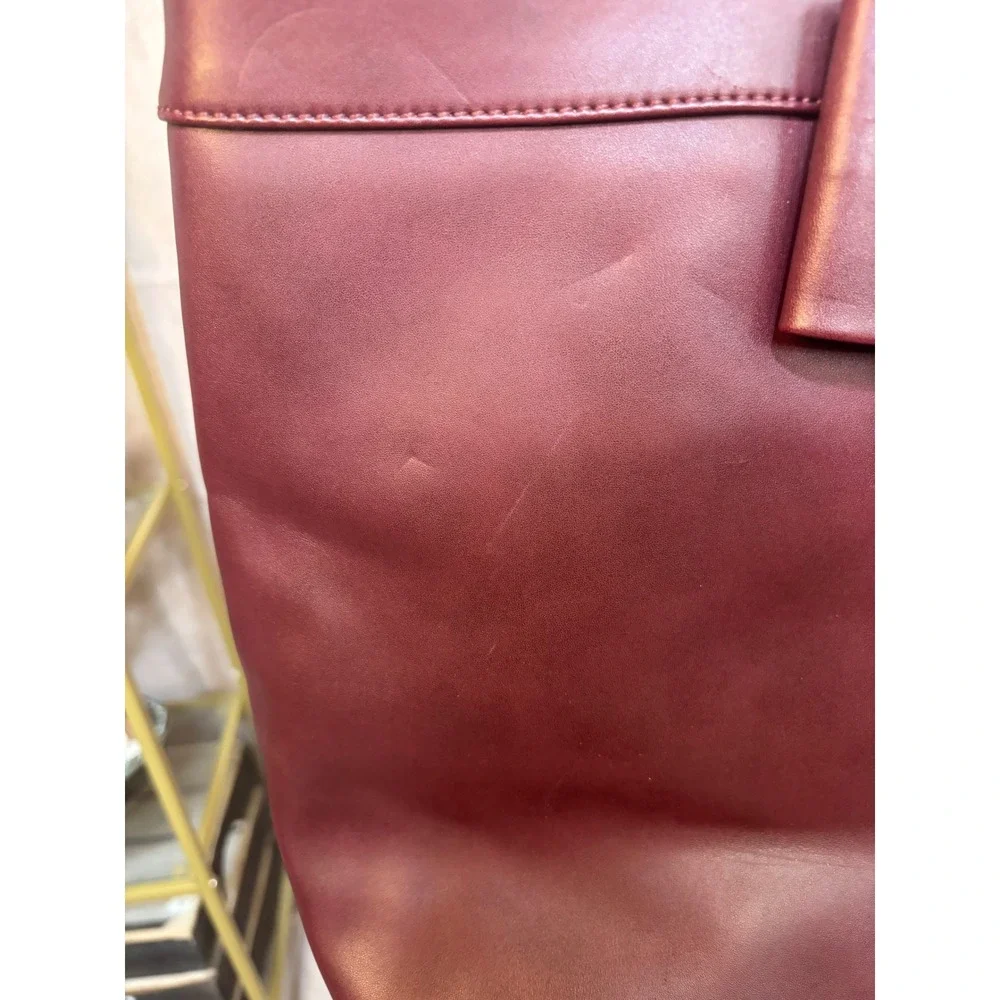 Karl Lagerfeld Paris Burgundy Bow Tote‎ Bag Faux Leather Large Shoulder Bag